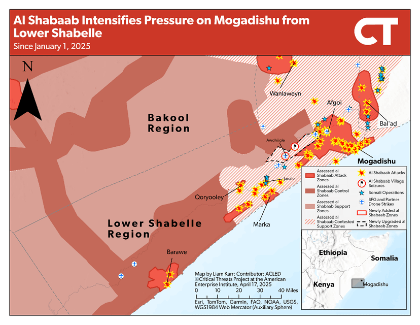 Situation bzgl. Al Shabaab in Lower Shabelle im April 2025