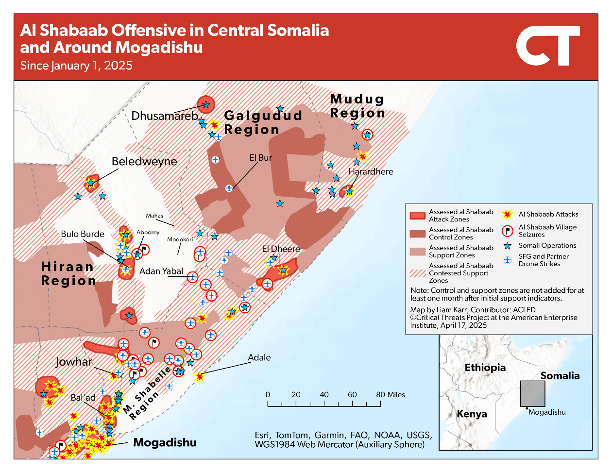 Vorfälle in im Rahmen der Offensive von al Shabaab in Zentralsomalia