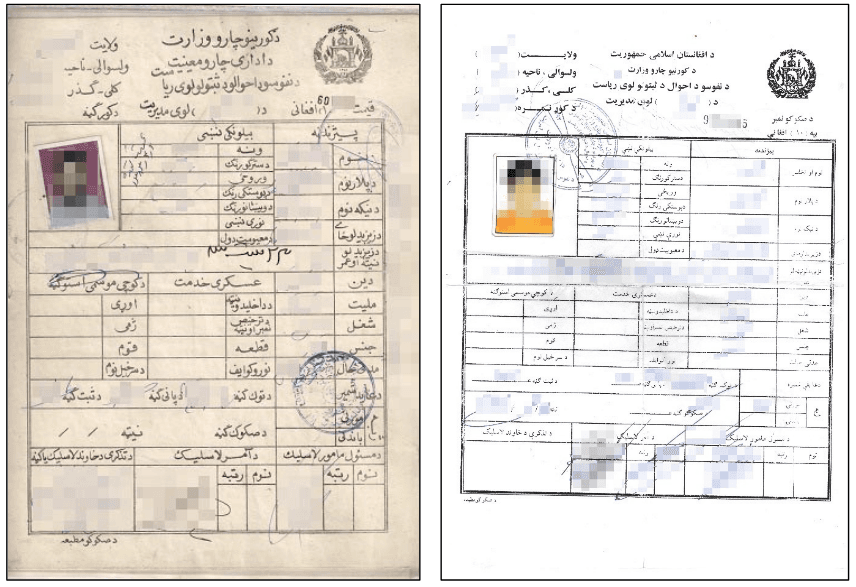 Abbildung: Papier-Tazkira schwarz-weiß