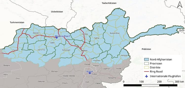 Region Nord-Afghanistan mir Unterteilung in Provinzen