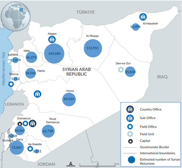 UNHCR, Überblick über die rückkehrenden Gouvernements Syrien-27. Februar 2025