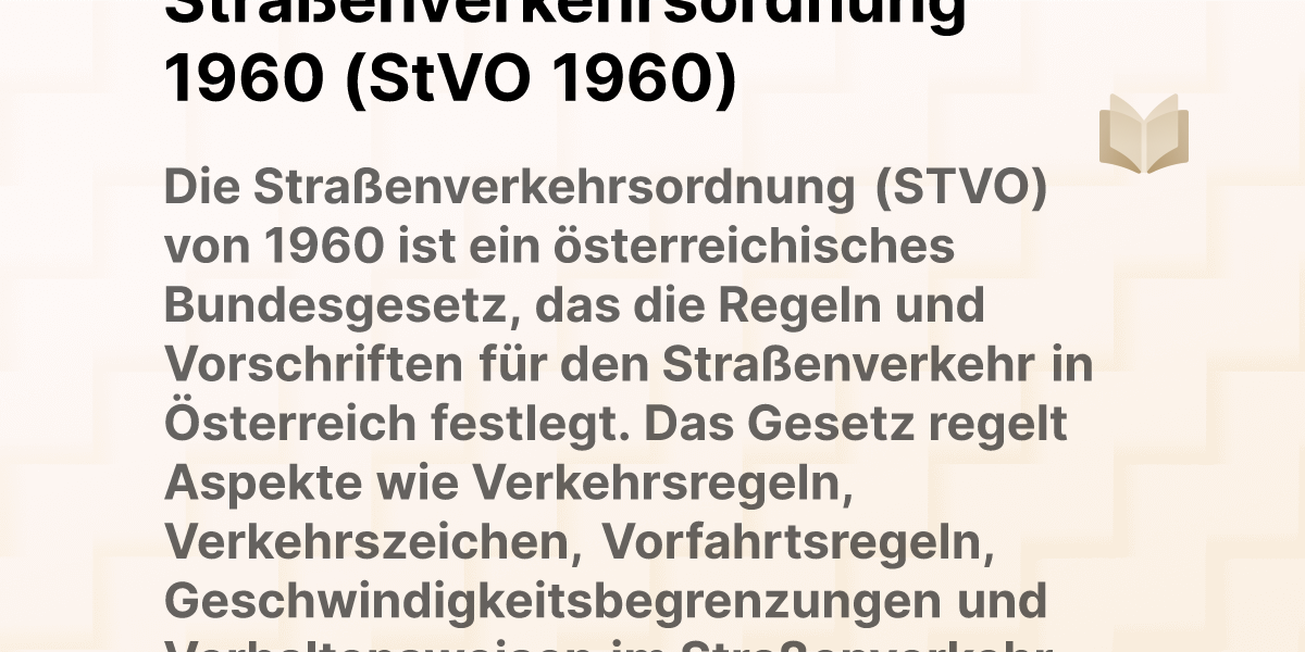 Straßenverkehrsordnung 1960 (StVO 1960)