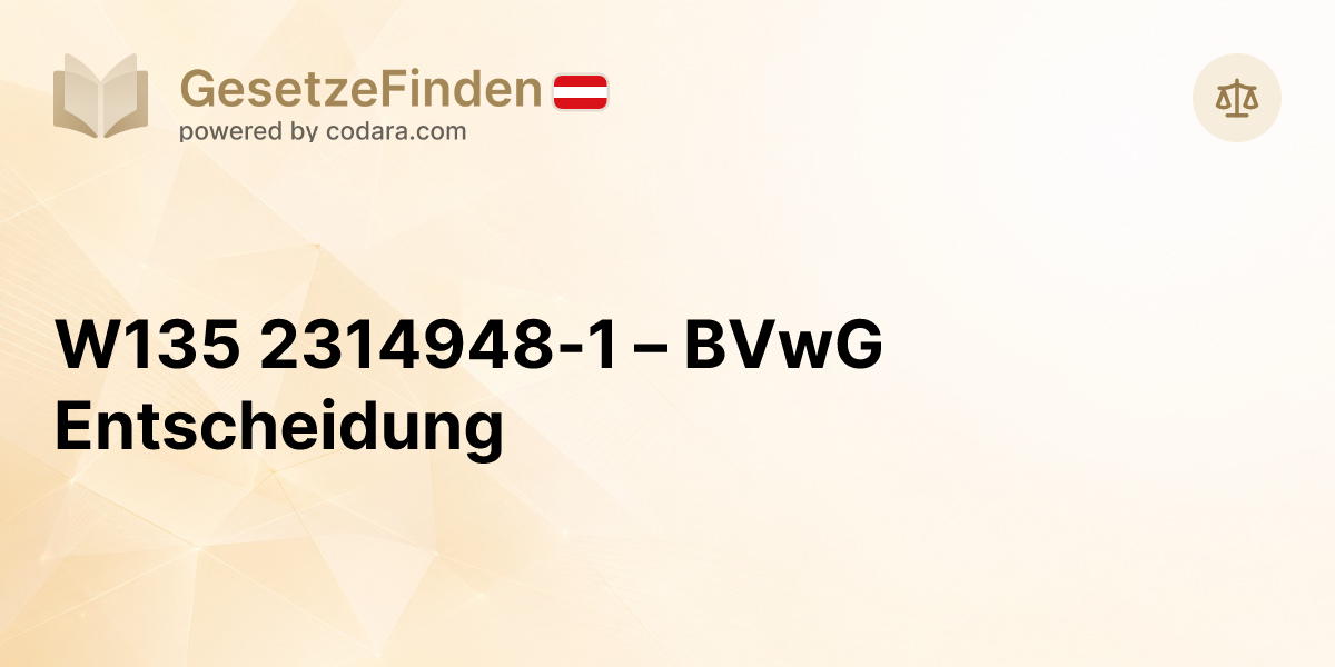 W135 2314948-1 – BVwG Entscheidung | GesetzeFinden.at