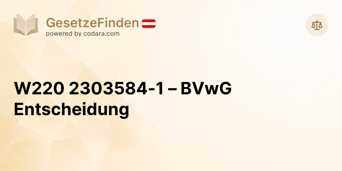 W220 2303584-1 – BVwG Entscheidung | GesetzeFinden.at