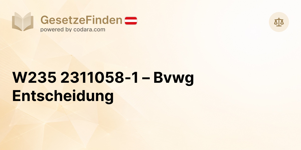 W235 2311058-1 – Bvwg Entscheidung | GesetzeFinden.at
