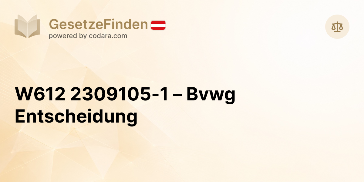 W612 2309105-1 – Bvwg Entscheidung | GesetzeFinden.at